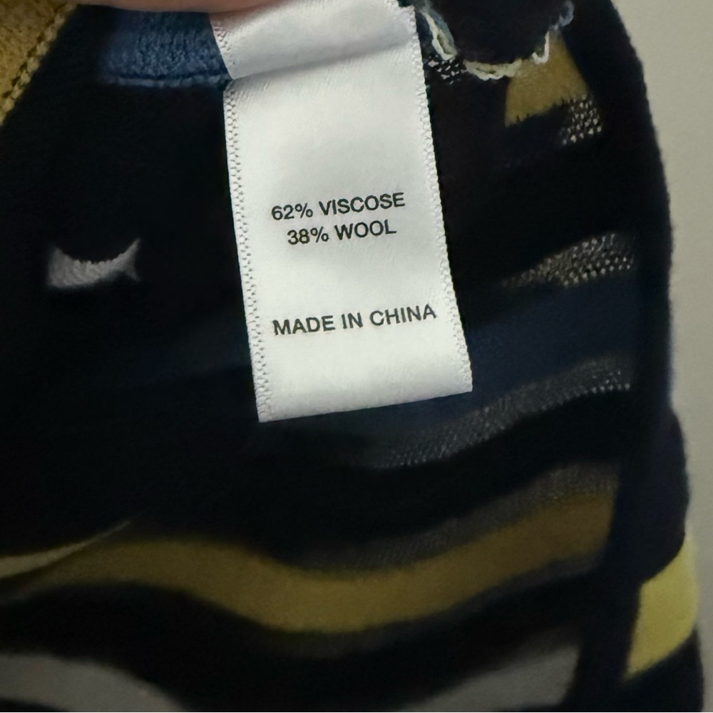 St John Wool Blend Striped Black Blue Yellow Crew Neck Sweater - Picture 6 of 10